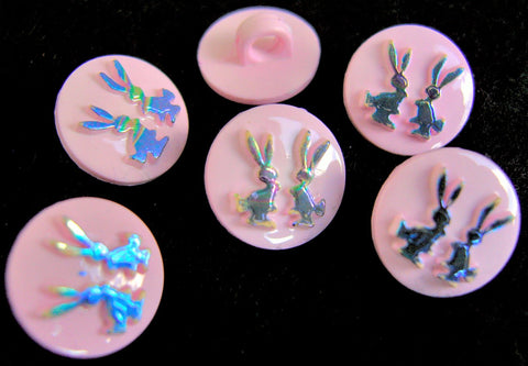 B5672 14mm Pink-Iridescent Metallic Bunny Childrens Shank Button