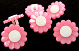 B6999 15mm Pink-White Daisy Flower Design Nylon Shank Button