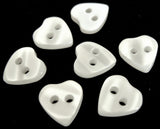 B7601 11mm White Pearlised Surface Love Heart Shape 2 Hole Button