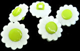 B8403 15mm White-Lime Green Daisy Flower Design Nylon Shank Button