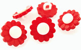 B8406 15mm Red and White Daisy Flower Design Nylon Shank Button