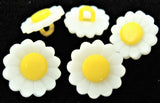 B8412 15mm White and Lemon Daisy Flower Design Nylon Shank Button