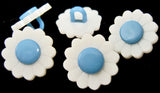 B8418 15mm White and Blue Daisy Flower Design Nylon Shank Button
