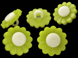 B8419 15mm Lime Green-White Daisy Flower Design Nylon Shank Button