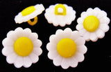 B8429 15mm White-Deep Yellow Daisy Flower Design Nylon Shank Button
