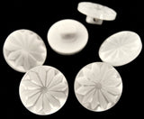 B8491 16mm White Pearlised Polyester Dinked Flower Shank Button