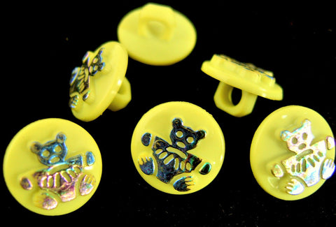 B8516 12mm Lemon-Metallic Iridescent Teddy Bear Childrens Shank Button