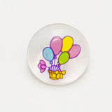 B8322 15mm Clear Balloons Design Childrens Picture Shank Button