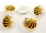B15048 15mm Bumble Bee Picture Design Novelty Childrens Shank Button