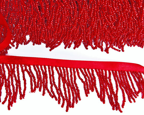 BFRINGE01 68mm Red Beaded Fringe Trimming on Red Satin Ribbon – Ribbonmoon