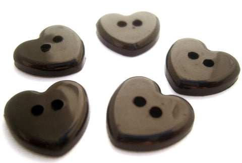 B14671 14mm Black Glossy Love Heart Shaped 2 Hole Button