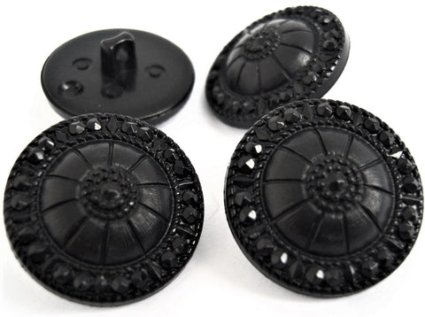 B17131 22mm Black Textured Design, Domed Shank Button