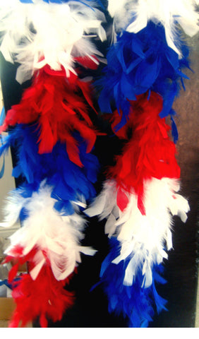 Feather Boa Red White and Blue Approx 1.65 metres Long