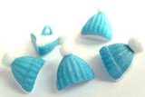 B18091 16mm Blue and White Bobble Hat Novelty Childrens Shank Button