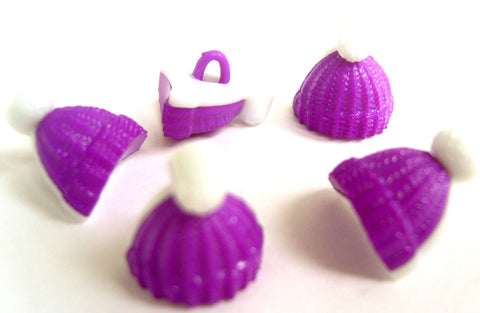 B18090 16mm Purple and White Bobble Hat Novelty Childrens Shank Button