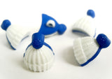 B18093 16mm Royal Blue and White Bobble Hat Novelty Shank Button