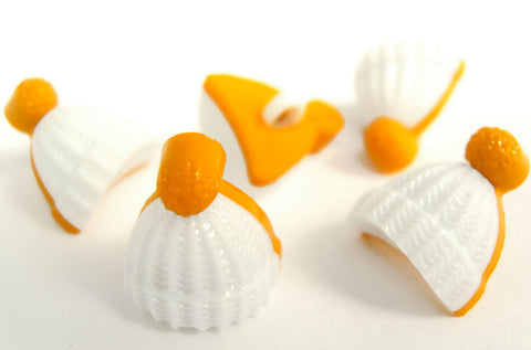 B18087 16mm Yellow and White Bobble Hat Novelty Childrens Shank Button