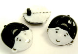 B17716 21mm Black and White Boy Face Childrens Novelty Shank Button