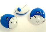B17718 21mm Blue and White Boy Face Childrens Novelty Shank Button