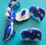 B8351 17mm Blue and White Toy Car Novelty Childrens Shank Button