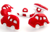 B8339 17mm Red and White Toy Car Novelty Childrens Shank Button