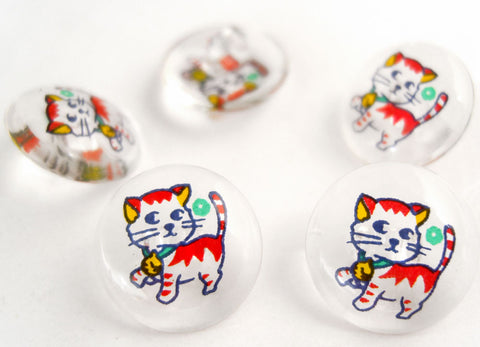 B15047 15mm Clear Pussy Cat Childrens Picture Shank Button