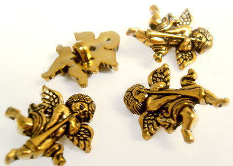 B11544 27mm Antique Gold Gilded Poly Cherub Flute Shank Button