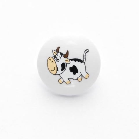 B6019 15mm Cow Picture Design Childrens Novelty Shank Button