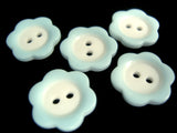 B8340 15mm Pale Blue and White Gloss Daisy Shape 2 Hole Button