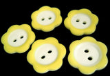 B9856 17mm Lemon and White Gloss Daisy Shape 2 Hole Button
