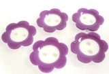 B8349 15mm Purple and White Gloss Daisy Shape 2 Hole Button