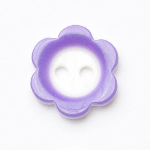 B7852 20mm Violet and White Gloss Daisy Shape 2 Hole Button