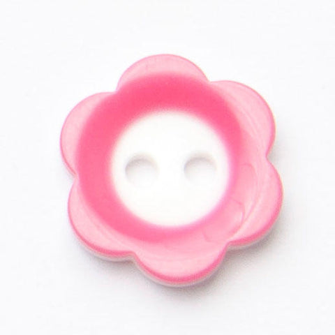 B6961 11mm Deep Pink and White Flower Shape Two Hole Button