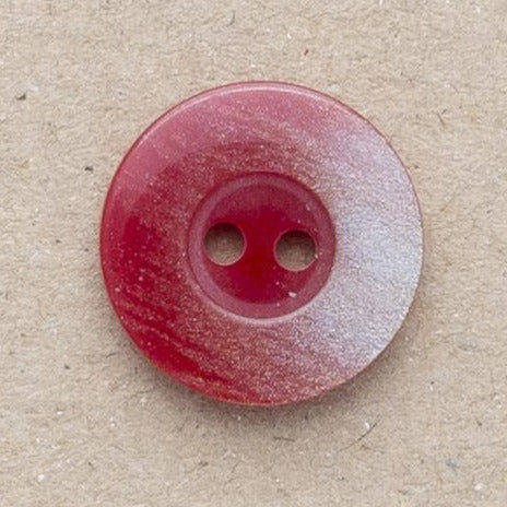 B18195 17mm Red Dimple 2 Hole Button with a Vivid Shimmer