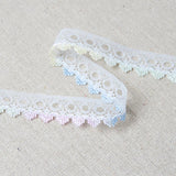 L527 18mm White and Mixed Eyelet or Knitting In Flat Lace
