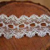 L385 35mm White Flat Knitting in or Eyelet Lace