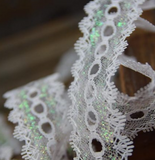 L389 35mm White and Iridescent Metallic Knitting in or Eyelet Lace