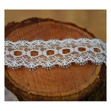 L363 35mm White and Metallic Silver Knitting in or Eyelet Lace
