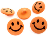 B15844 15mm Peach and Black Smiley Face Matt Novelty Shank Button
