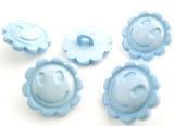 B7203 15mm Pale Blue Smiley Flower Nylon Shank Button