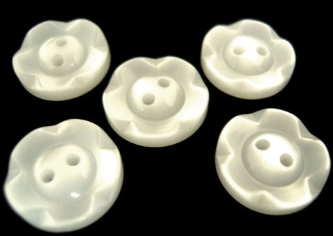 B18053 16mm White Dished Edge (Fruit Gum) Polyester 2 Hole Button