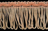 FT2215 40mm Pink Apricot Looped Fringe on a Cord Decorated Braid