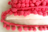 FT3008 23mm Rose Pink Pom Pom Bobble Fringe - Ribbonmoon