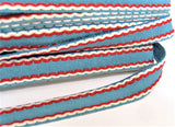 FT3131 14mm Blue-Red-White Vintage Cotton Braid Trimming