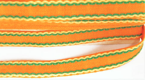 FT3133 14mm Orange-Green-Primrose Vintage Cotton Braid Trimming