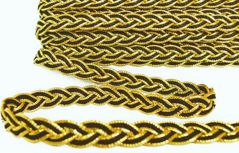 FT3139 12mm Metallic Gold and Black Braid Trimming