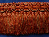 FT577 52mm Terracotta, Rusts and Brown Cut Fringe on a Braid