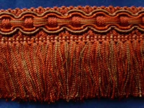 FT577 52mm Terracotta, Rusts and Brown Cut Fringe on a Braid