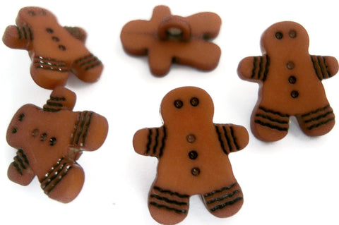 B5054 17mm Light Brown Gingerbread Man Novelty Childrens Shank Button