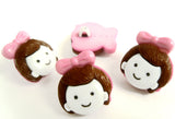 B17753 21mm Pink,Brown,White Girl Face Childrens Novelty Shank Button